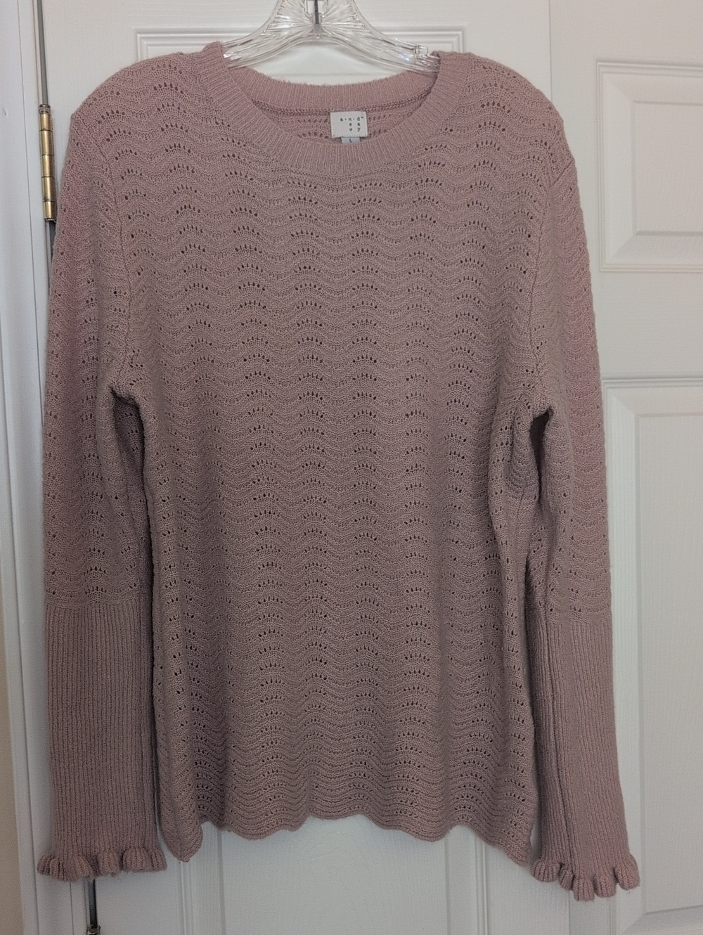 a new day Dusty Rose Eyelet Crew Neck Sweater